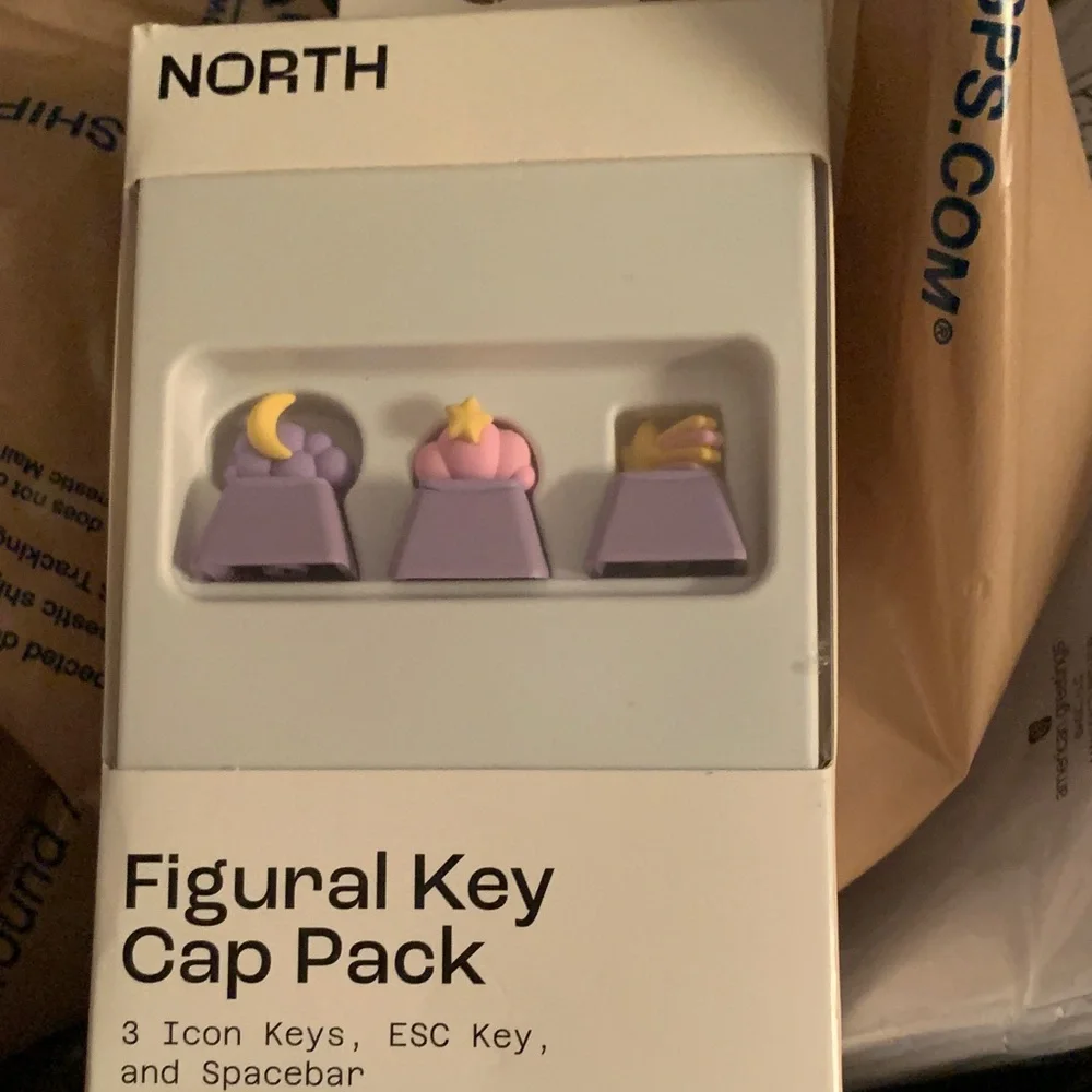 Purple Figural Key Cap Pack — 3 Icon Keys